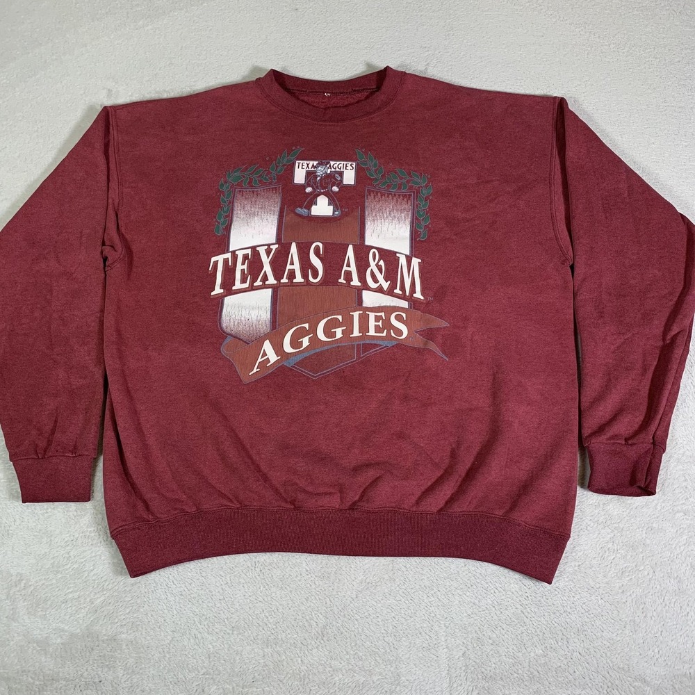 Vintage Texas A&M Aggies Sweatshirt Mens XL Maroon Football Graphic Crewneck 90s